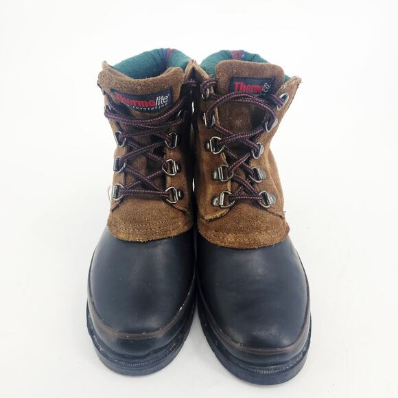 Northwest Territory ThermoLite Leather Suede Duck Boot Black Tan Rubber Womens 5 - Picture 2 of 11